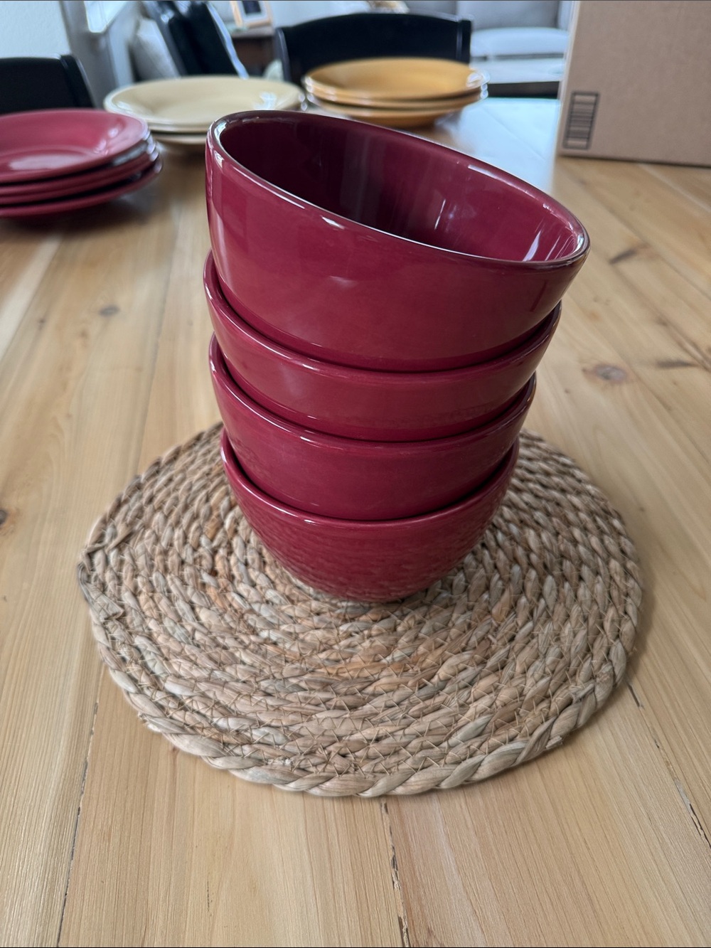 Pottery Barn Sausalito Merlot Coupe Cereal Bowl 6" Set of 4.